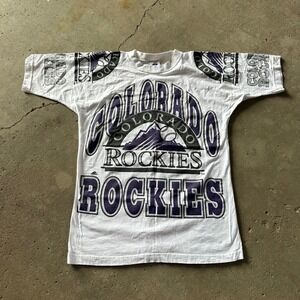 Vintage Apex One Colorado Rockies T Shirt Mens Medium White 90s MLB Made in USA